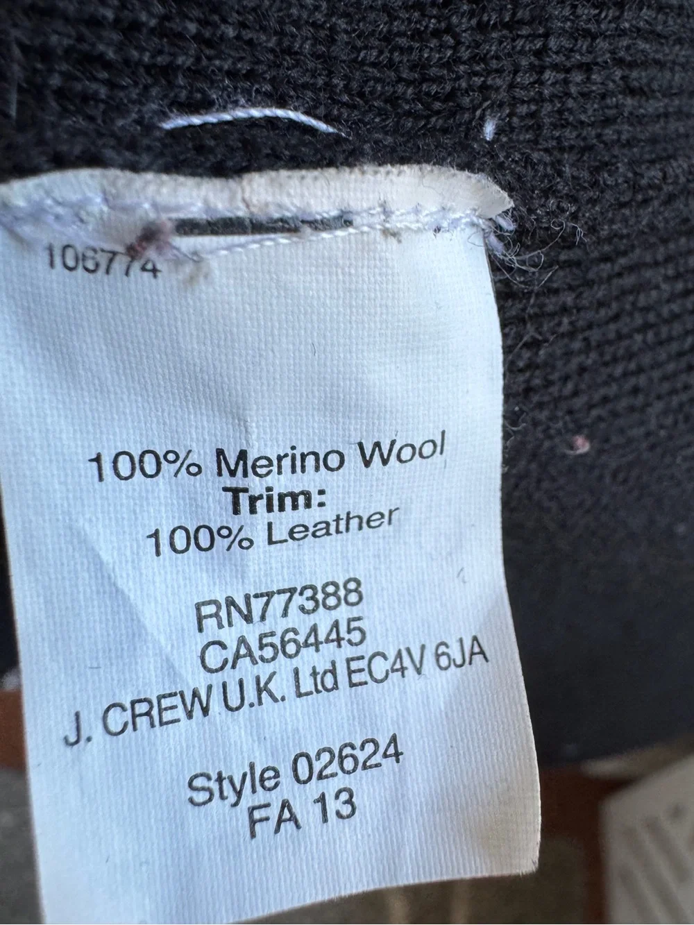 J. Crew Black Crewneck Sweater with Leather Front Pockets - Picture 3 of 4
